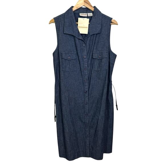 Dead Stock K-Mart Expressions Size 16 Sleeveless Denim Jean Shirt Dress - Picture 1 of 7